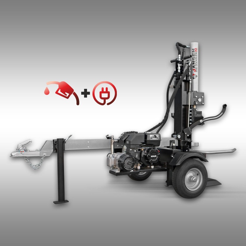 Fendeuse de bûches HS-22A62K-V2, essence+électrique 380V , 22 t, verticale Jansen
